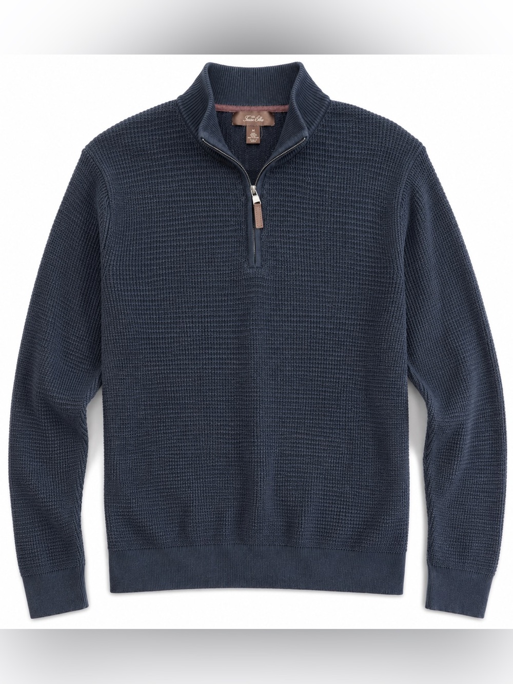 Tasso Elba Men's M 100% Cotton Waffle Knit Quarter Zip Pullover Sweater Blue